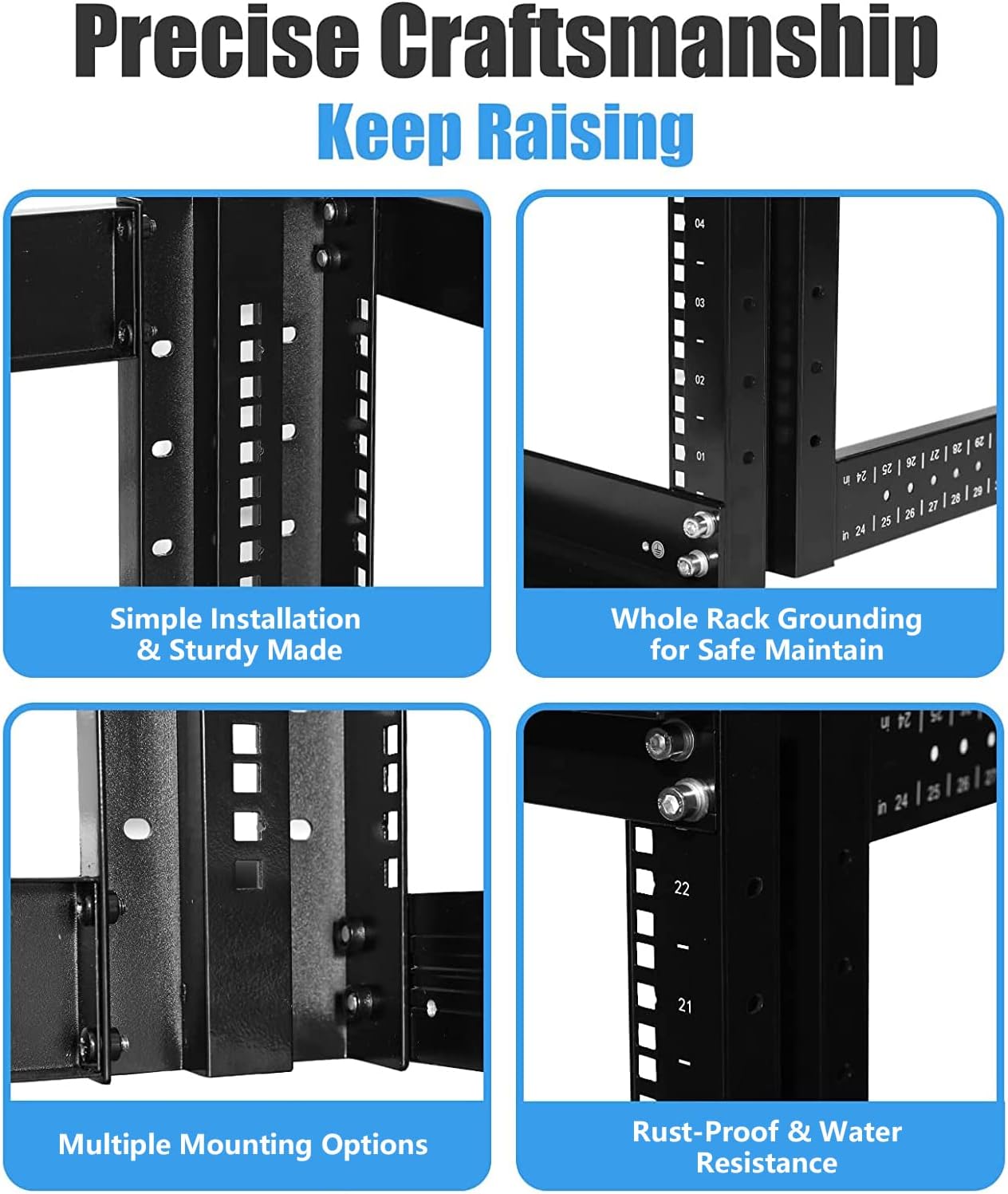 4 Post Open Server Rack 19 Inch Adjustable Depth Cold Rolled Steel 27U L73633