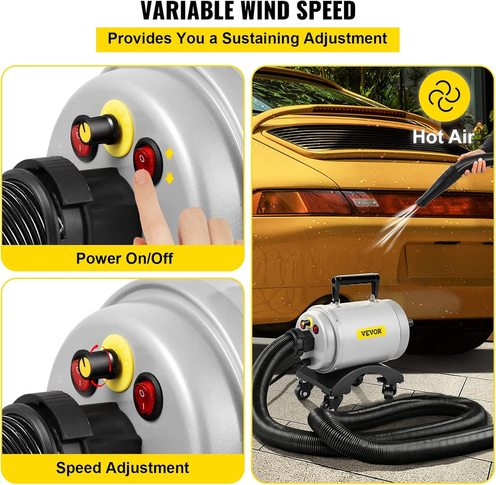 5.0HP 180 CFM 110V Car Air Dryer Blower with Casters, 20 Ft Hose, 2 Nozzles U71082