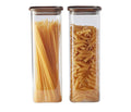 Square Glass Jars with Wood Lids Set of 2 98 fl oz C58748