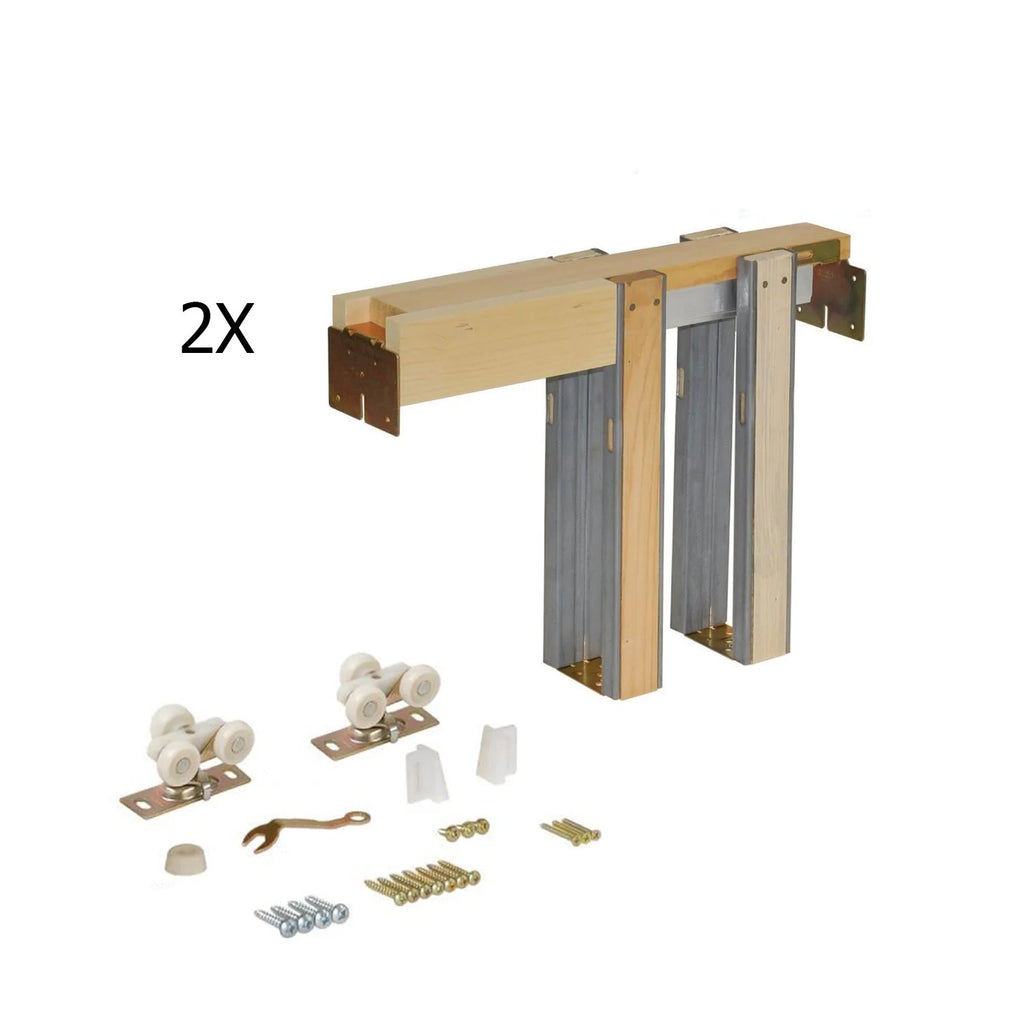 Sliding French Double Pocket Doors 36 x 80 inches White MDF X54421