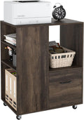 White Wood Mobile File Cabinet with Drawer and Rolling Wheels U866