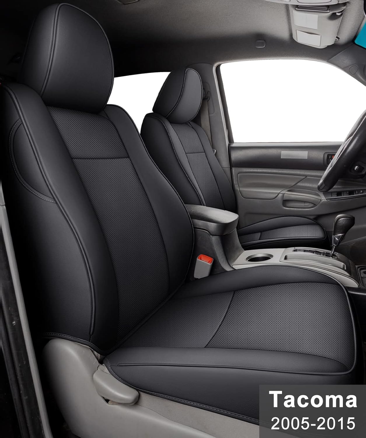 Black & Gray Faux Leather Seat Covers N3755