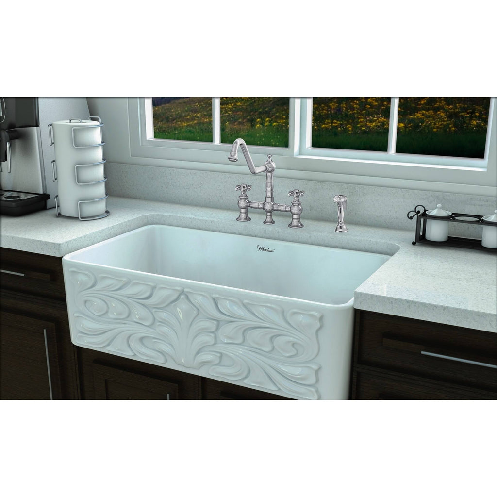 Oil Rubbed Bronze Bridge Faucet with Cross Handles and Side Spray Z7292