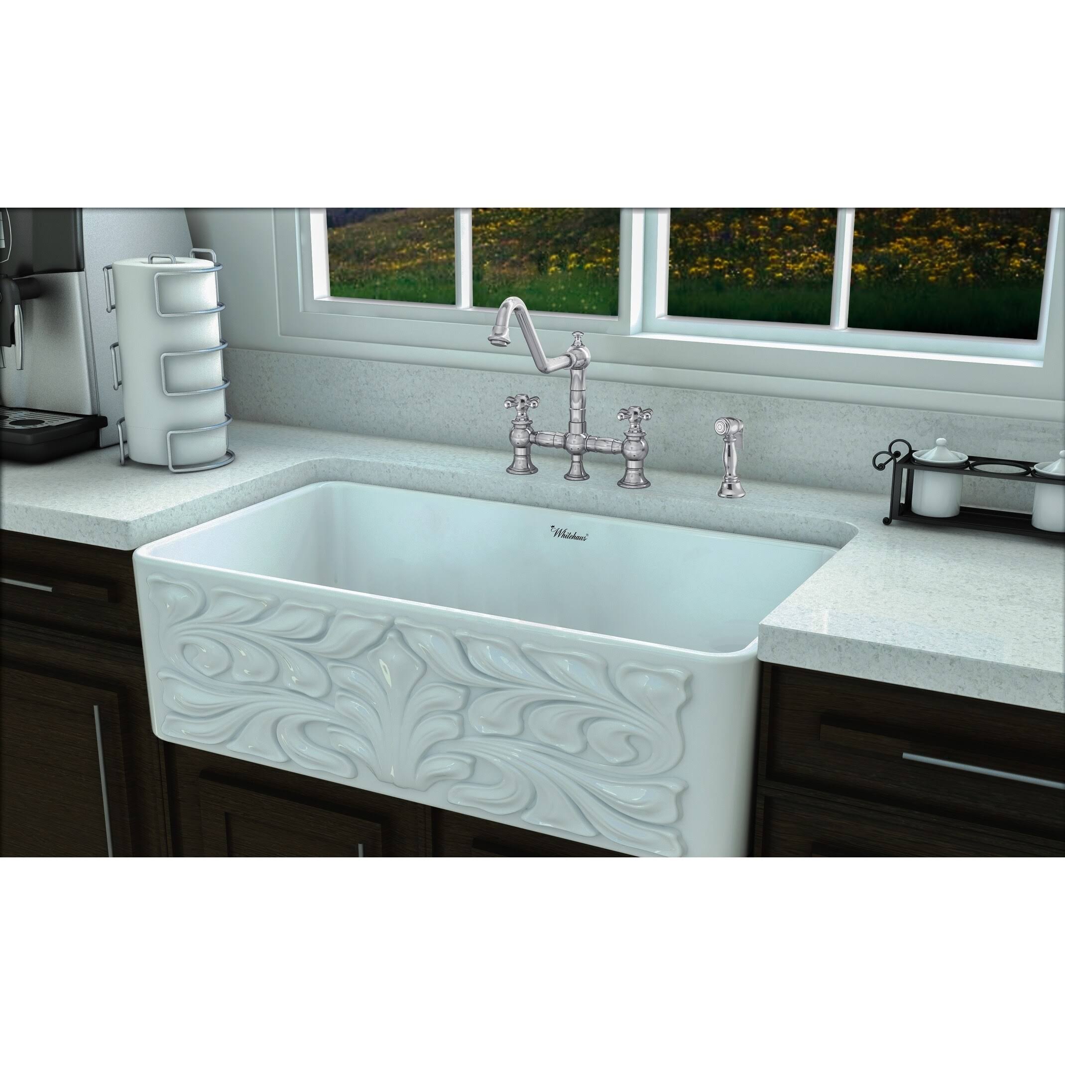 Oil Rubbed Bronze Bridge Faucet with Cross Handles and Side Spray Z7292