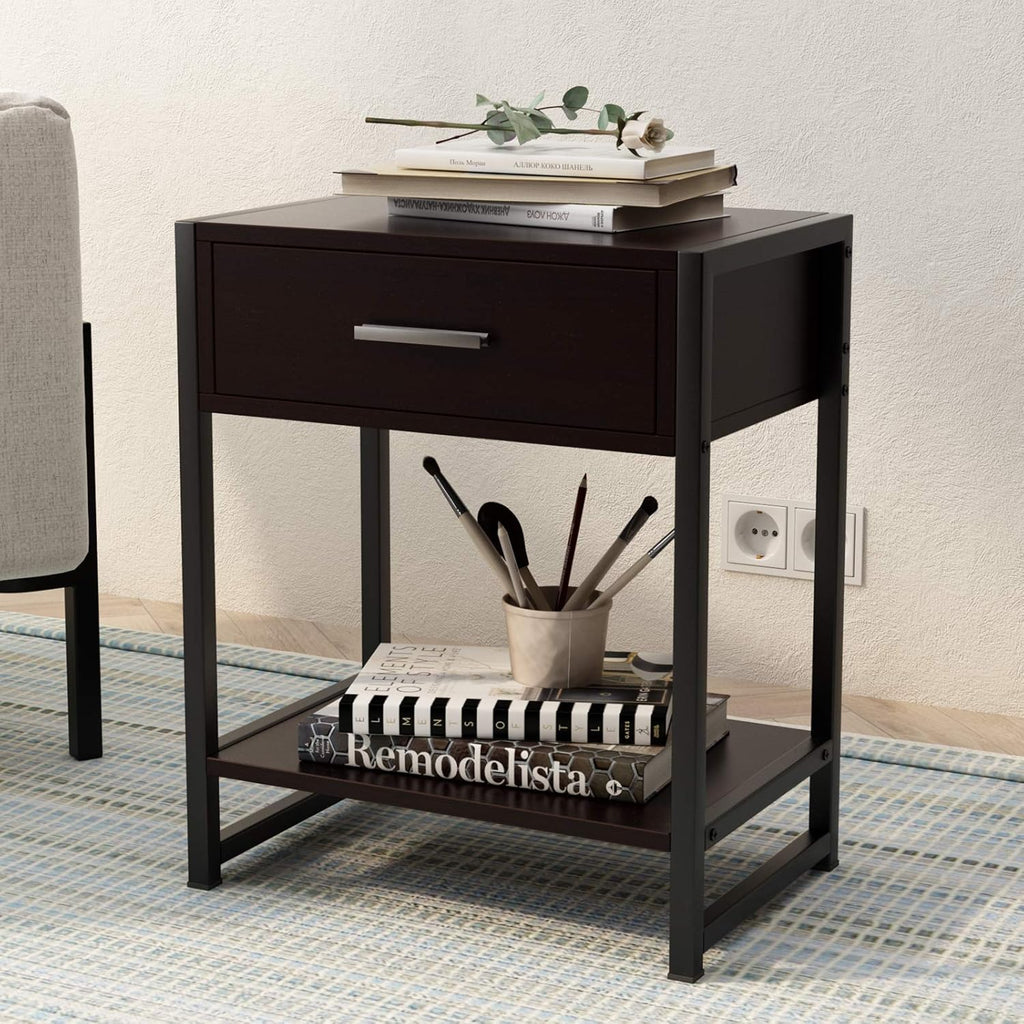 Black-Brown Nightstand Bedside Table G563