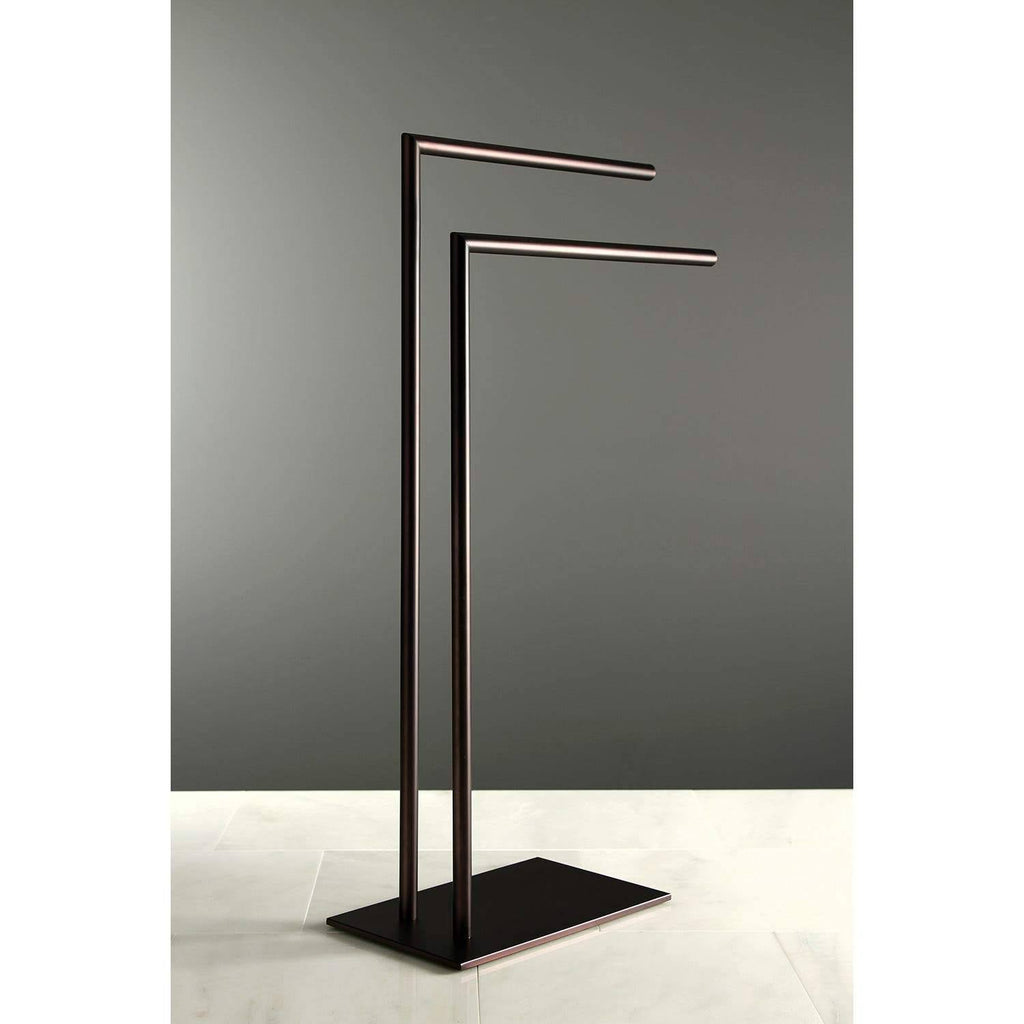 Brushed Nickel Pedestal Dual Towel Rack Z979736