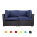 Blue 2-Piece PE Rattan Outdoor Corner Sofa Set D31410