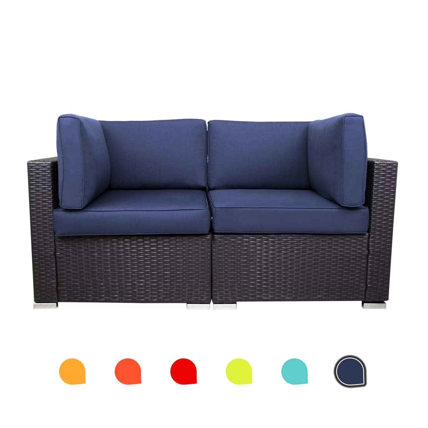Blue 2-Piece PE Rattan Outdoor Corner Sofa Set D31410