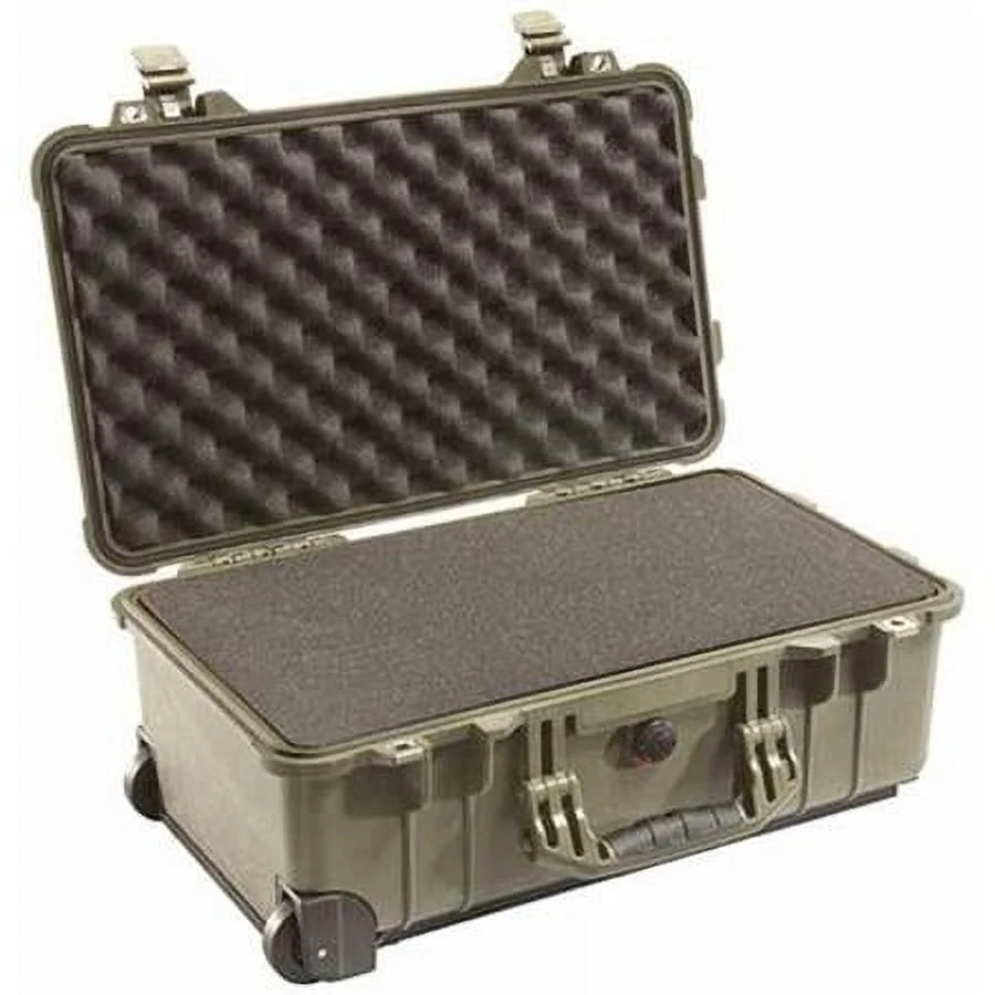 Olive Drab Green Watertight Carry On Hard Case with Foam Insert & Wheels E40067