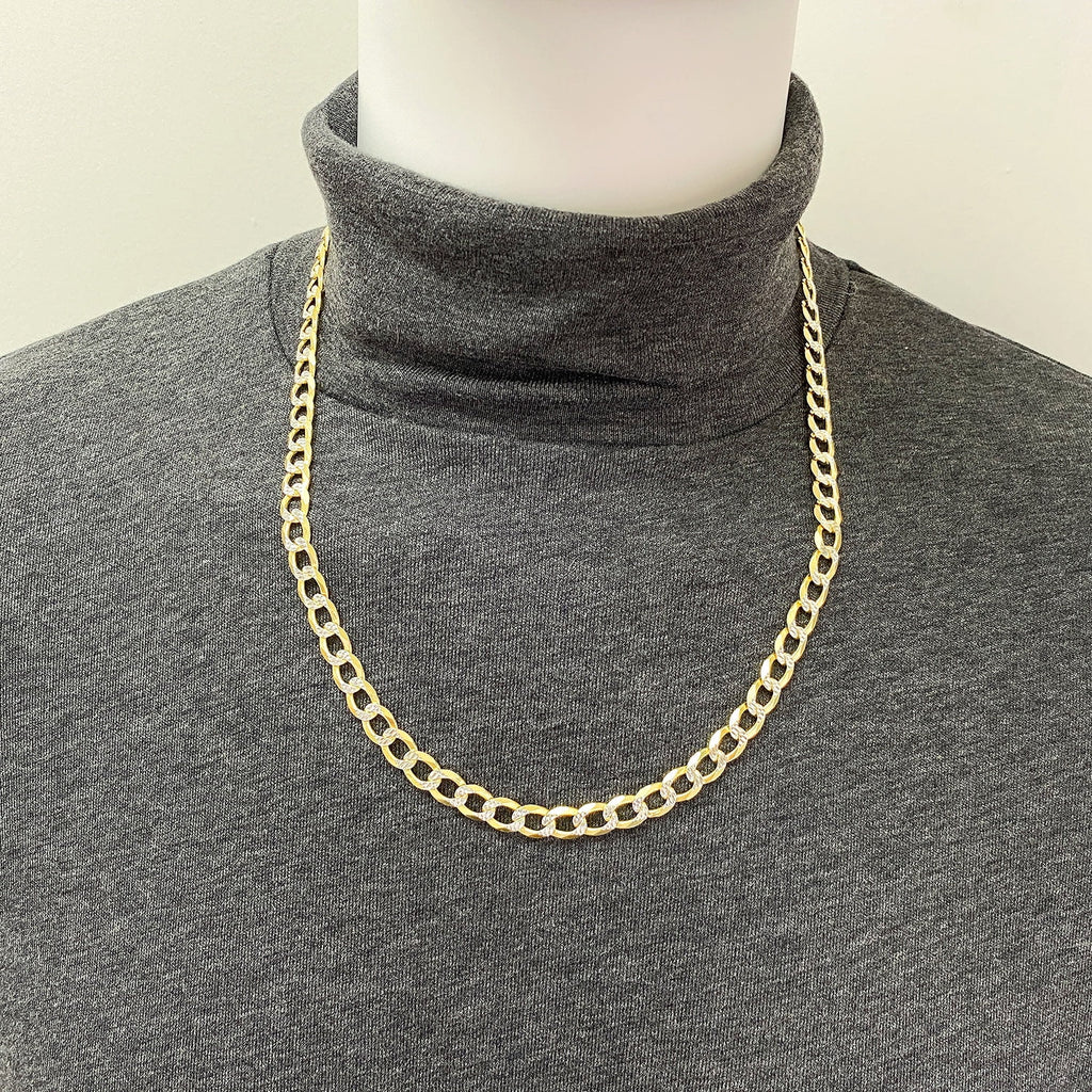 18K Gold Over Silver Diamond-Cut Cuban Chain Necklace 20"-26" Q5528