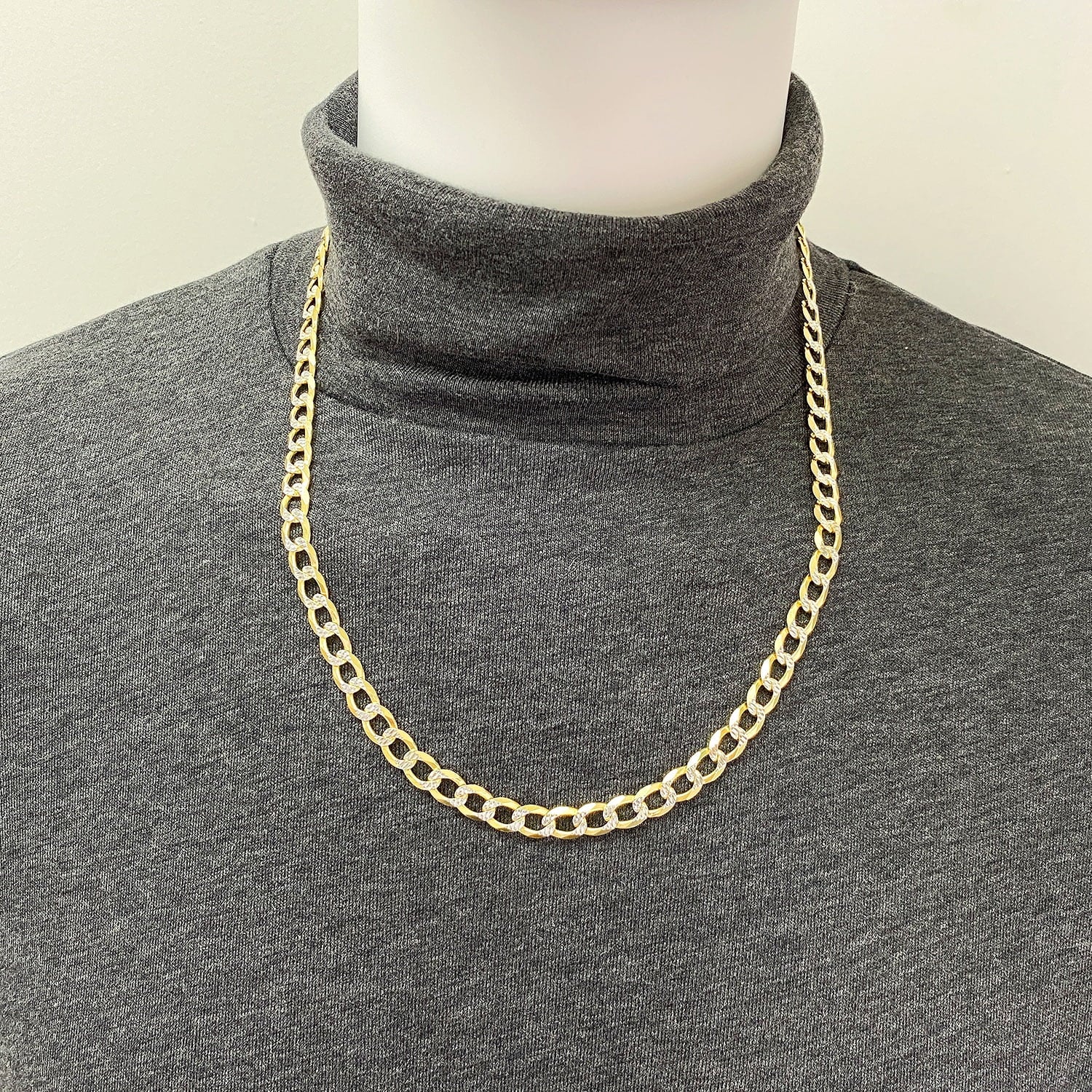 18K Gold Over Silver Diamond-Cut Cuban Chain Necklace 20"-26" Q5528