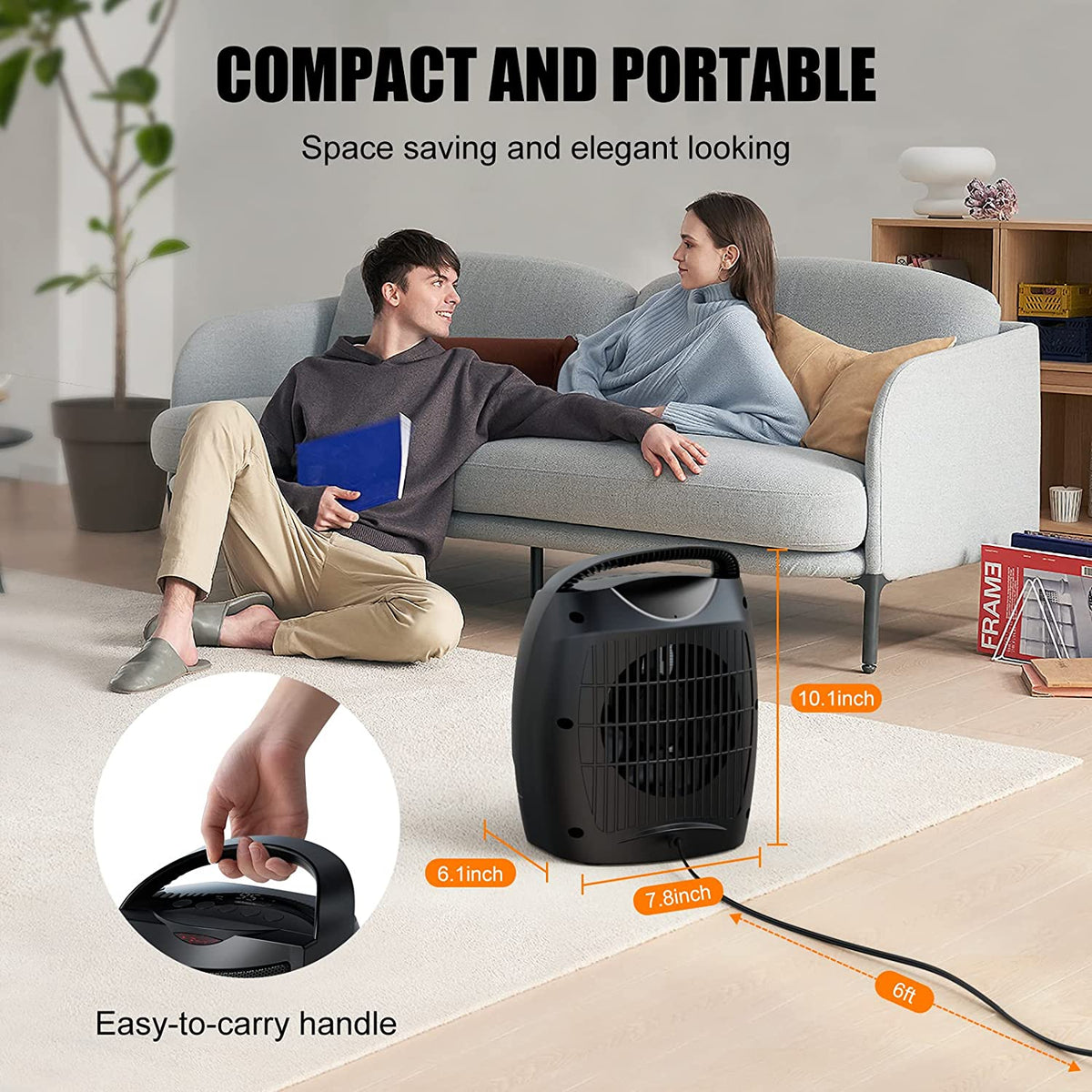1500W Portable Electric Heater with Timer J26689