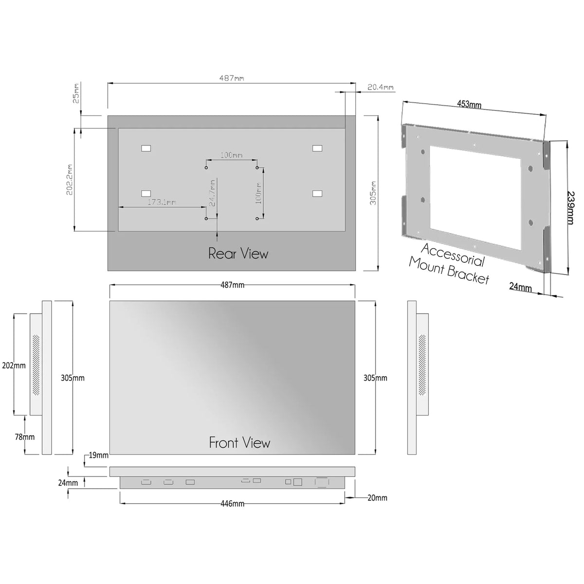 22" Smart Mirror TV with Antique White Frame L125674