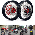 17" Supermoto Wheel Set with Brake Rotors and Rear Sprocket T7617