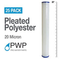 Poly Pleated Sediment Water Filter Cartridges 20x2.5in 20 Micron 25 Pack F13378