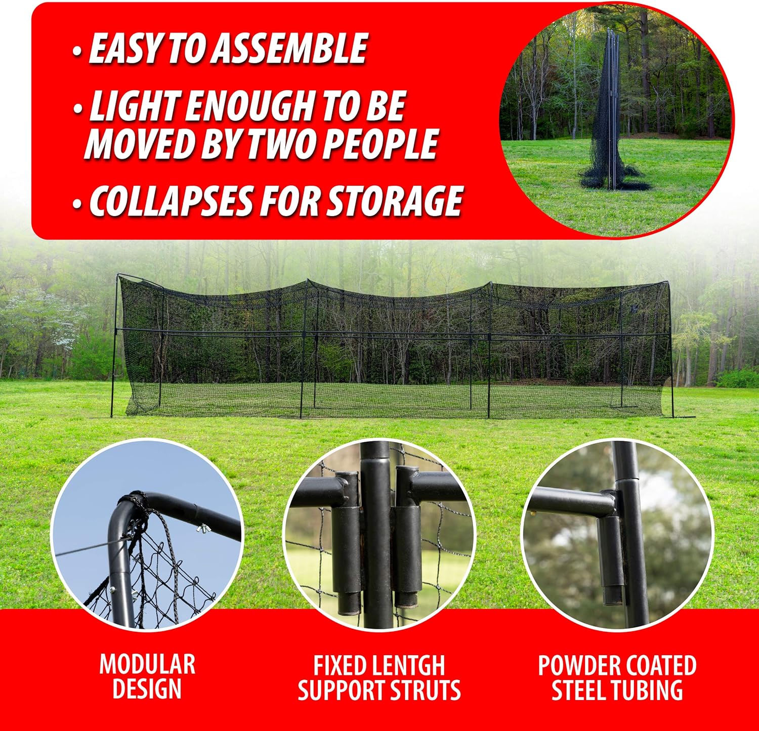 40 Foot Collapsable Batting Cage with Frame and Netting F529247