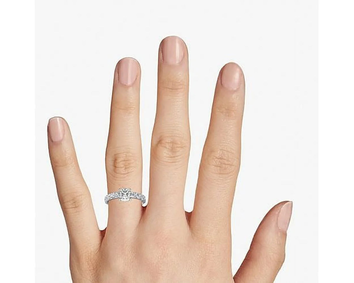 14K White Gold Solitaire Ring with Accents L642106
