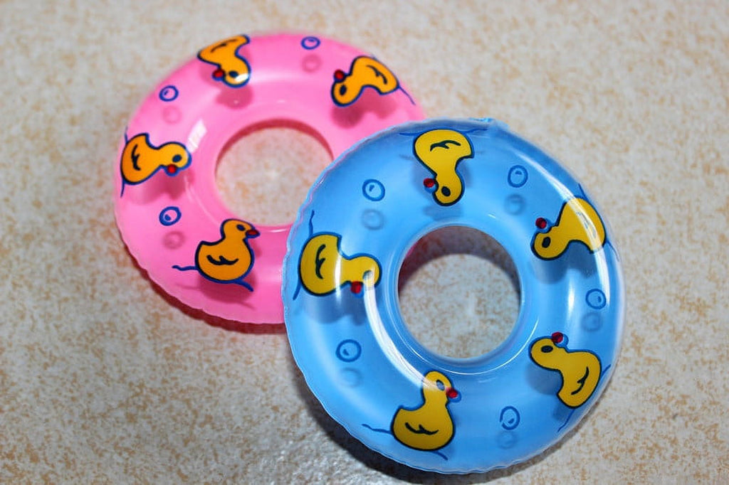 2 Pcs Plastic Baby Bath Toy Inflatable Swim Ring (Pink & Blue) N48801
