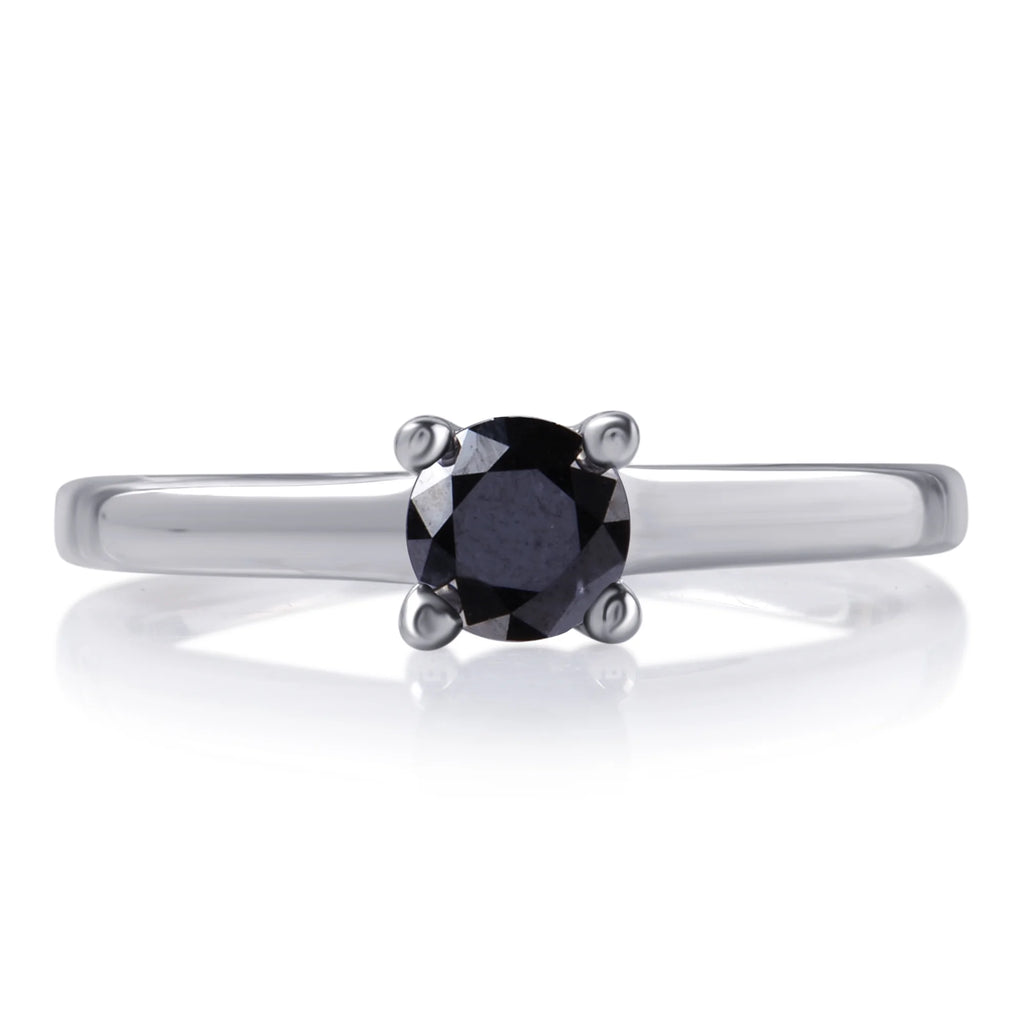 Black Diamond Solitaire Ring in Sterling Silver U705365