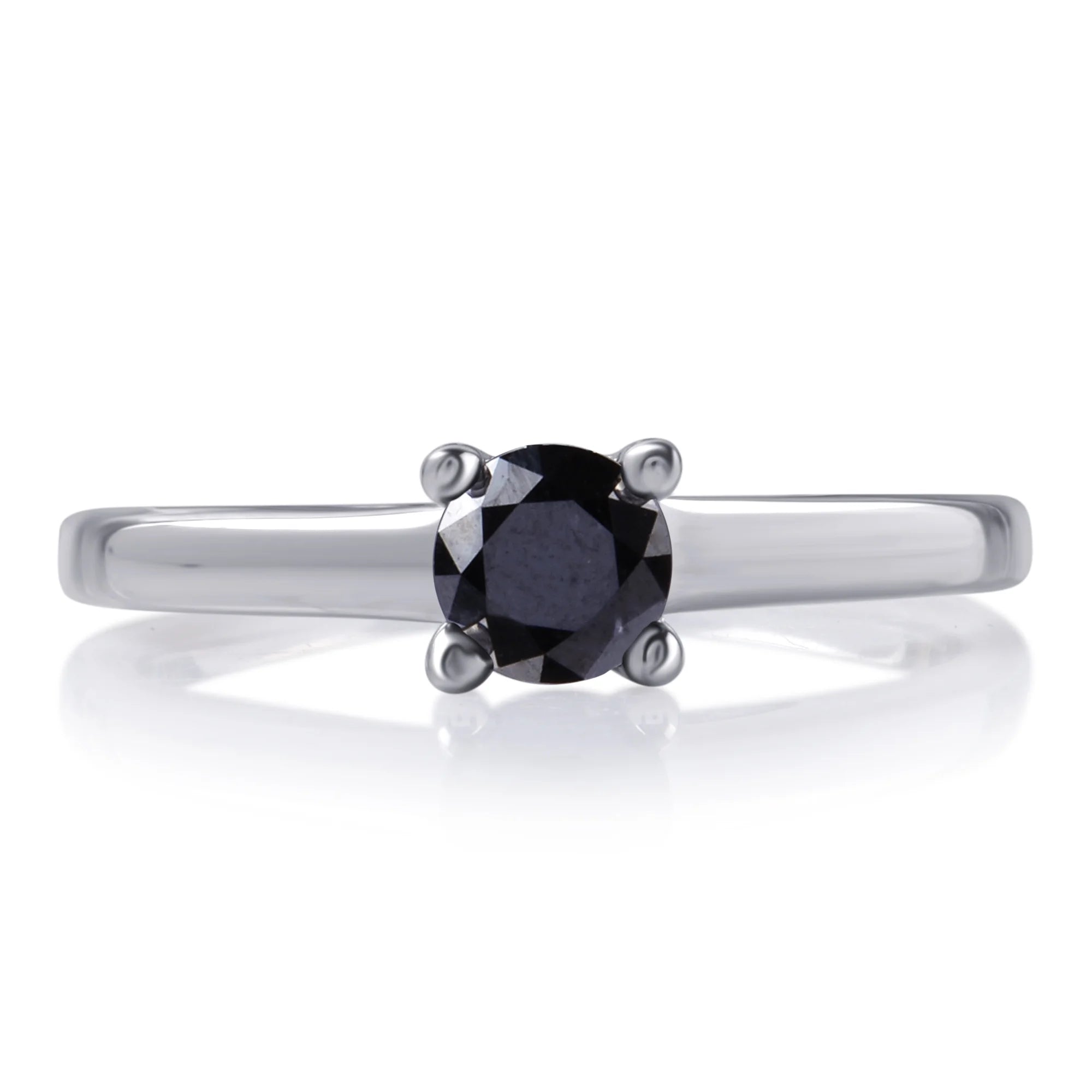 Black Diamond Solitaire Ring in Sterling Silver U705365