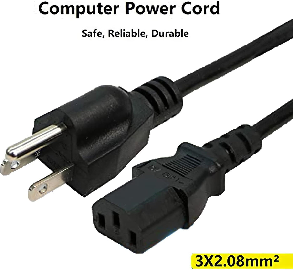 2Pack 6 ft 14 AWG Heavy Duty Computer Power Cord - Black G5163