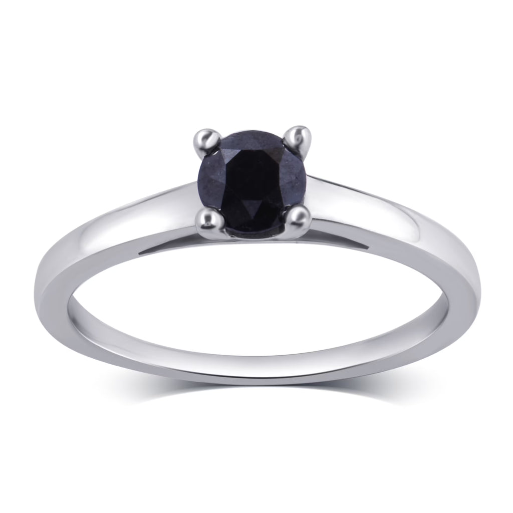 Black Diamond Solitaire Ring in Sterling Silver U705365