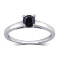 Black Diamond Solitaire Ring in Sterling Silver U705365