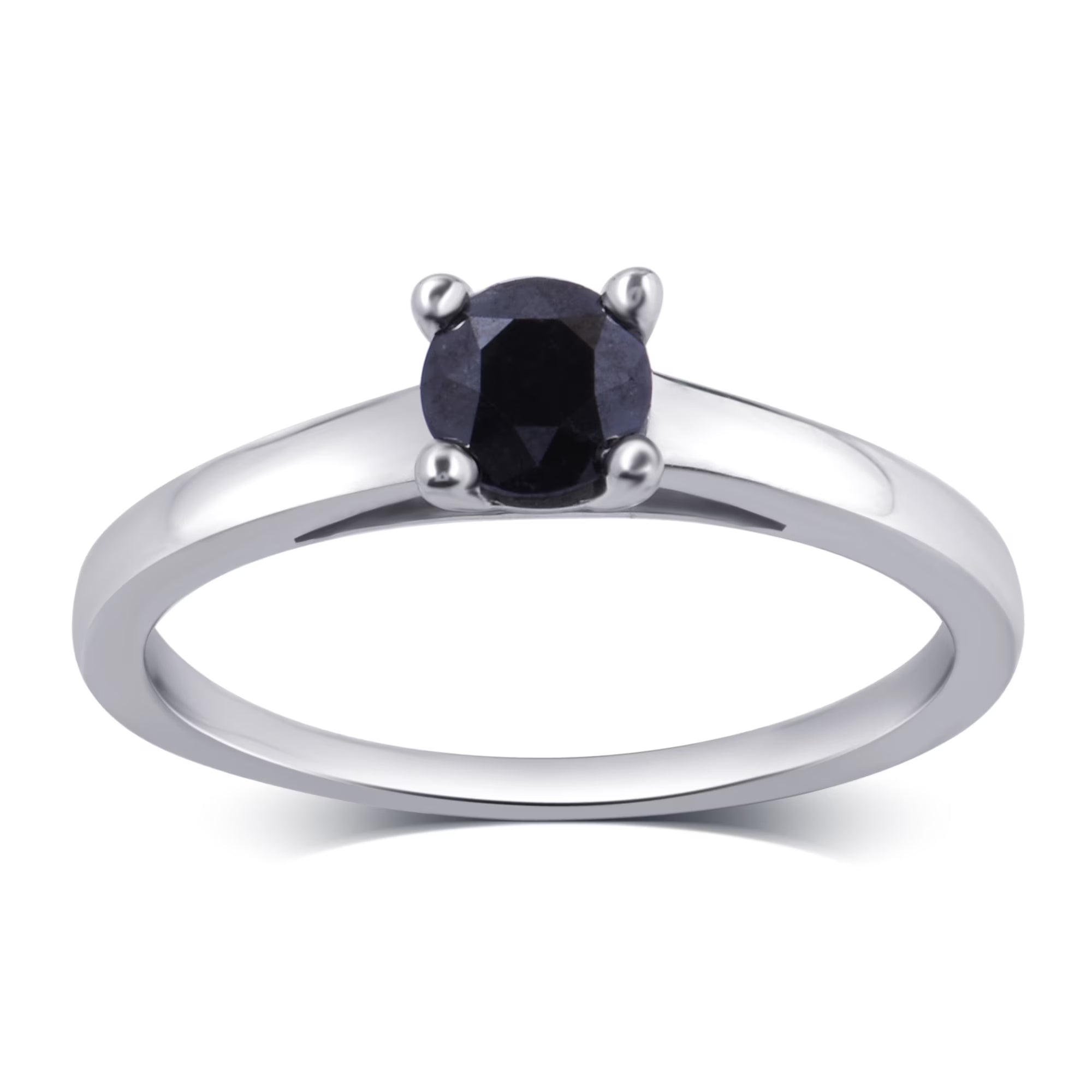 Black Diamond Solitaire Ring in Sterling Silver U705365