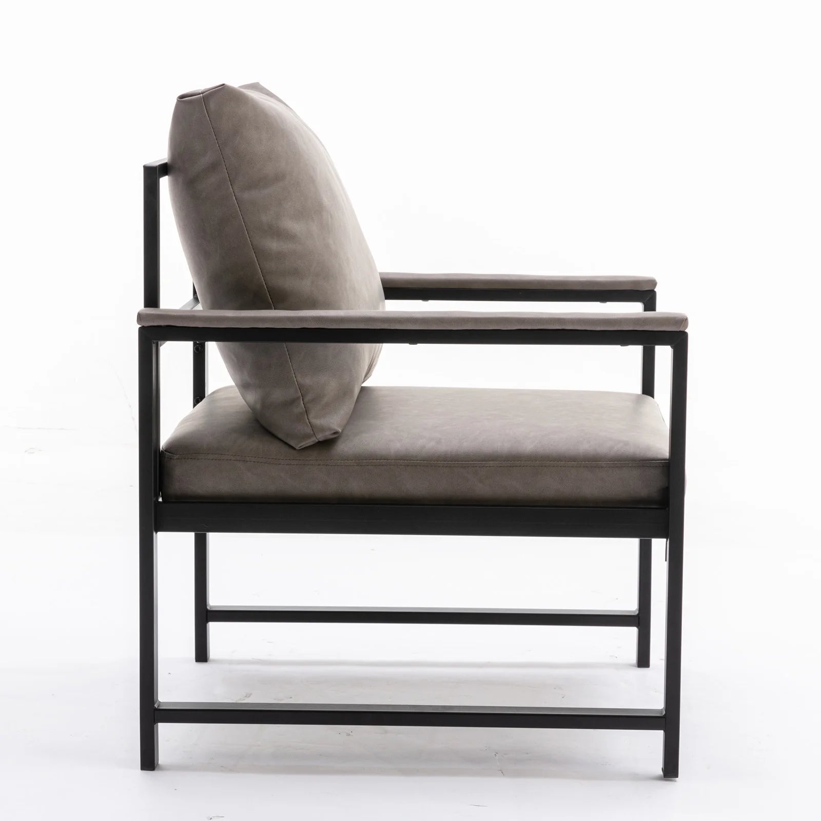 Gray Faux Leather Accent Chair with Black Metal Frame C67469