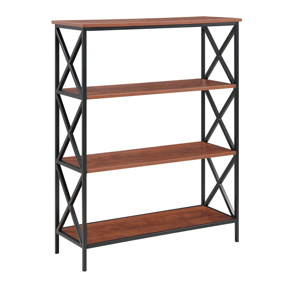 Metal and Wood 4-Shelf Bookcase Grey L7060