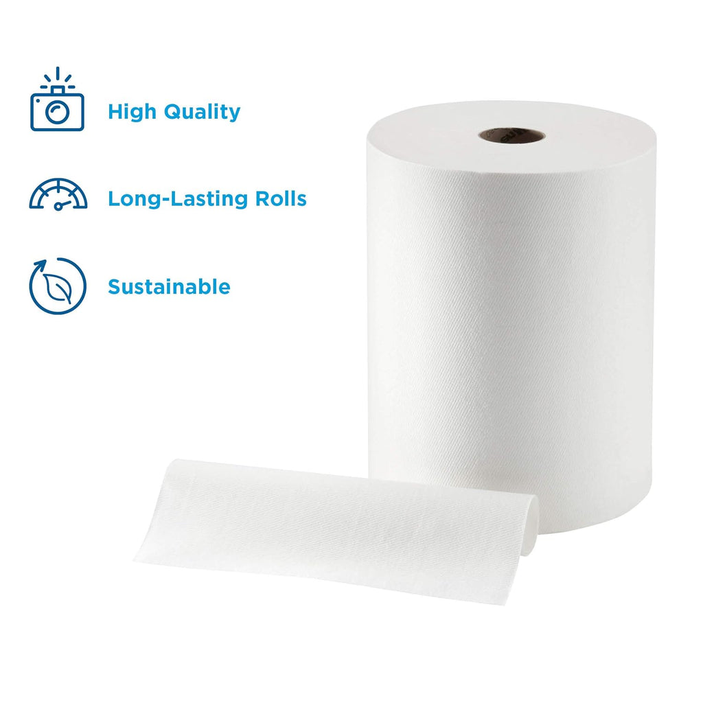 White Paper Towel Roll, 800 Feet Per Roll, 6 Rolls Per Case Pack of 2 K52976
