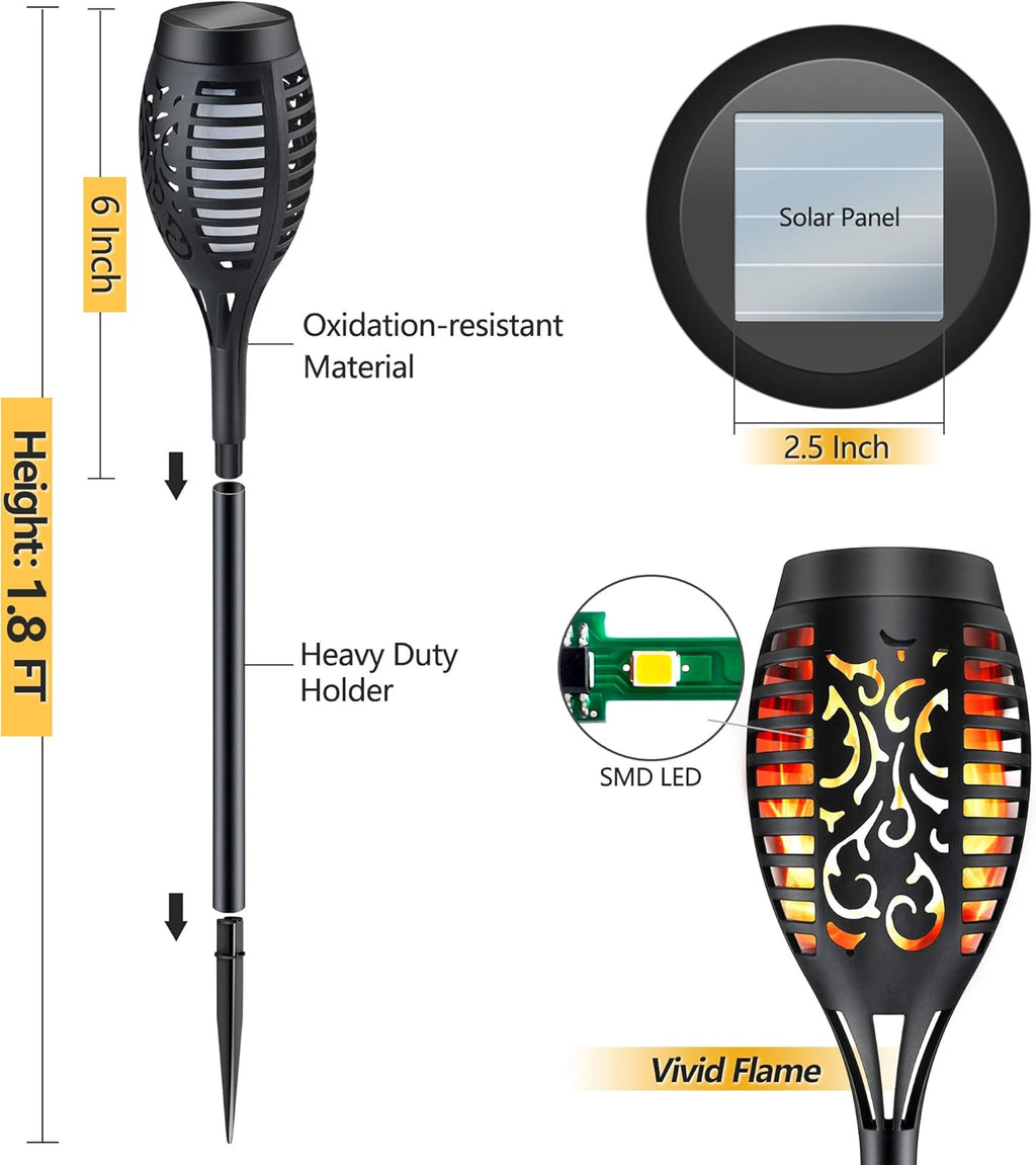 Solar Torch Lights Outdoor Garden Lawn Lights with Realistic Flickering Flames K35420