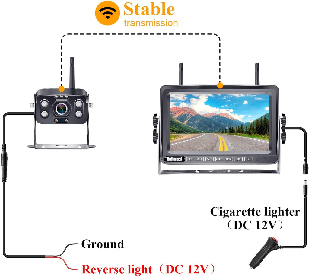 7" Touch Key DVR Monitor HD 1080P Bluetooth Backup Camera with IR Night Vision F632
