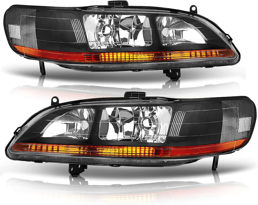 Headlight Assembly Replacement Black Housing Amber Reflector L986595