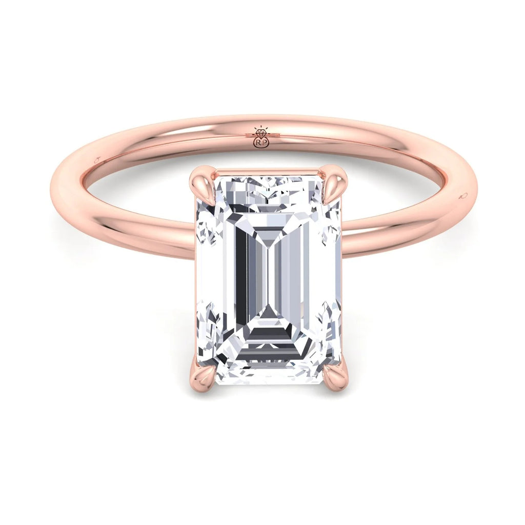 Emerald Cut Moissanite Lab Diamond Thin Band Solitaire Engagement Ring J333480