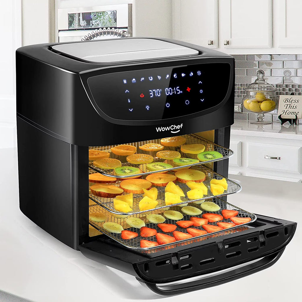 Black Countertop Oven with Air Fryer, Rotisserie, Dehydrator, 9 Accessories E957