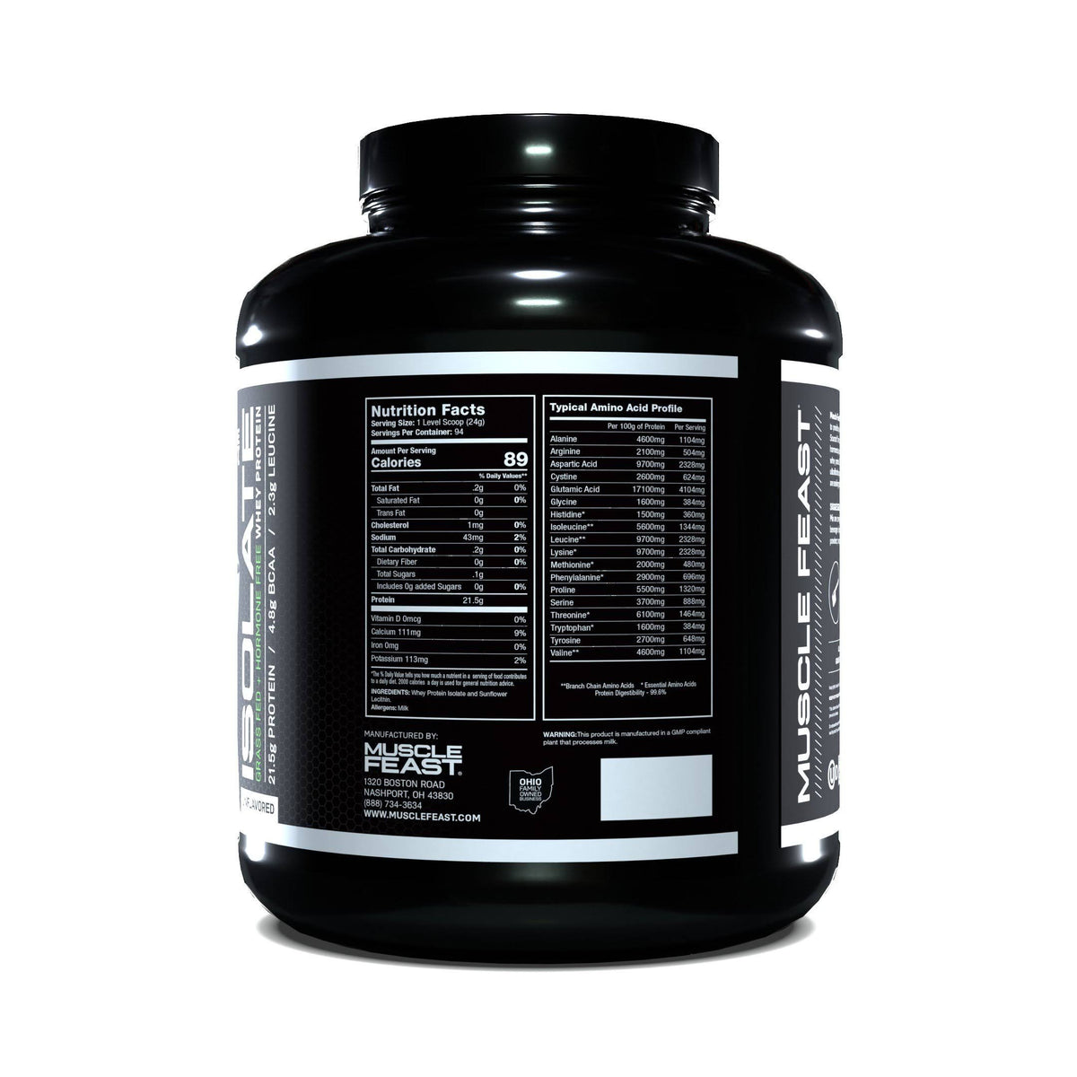 100% Pure Whey Protein Isolate Powder Cappuccino 5 lb A995