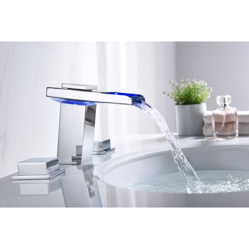 Chrome 8-Inch LED Widespread Bathroom Sink Faucet L35624