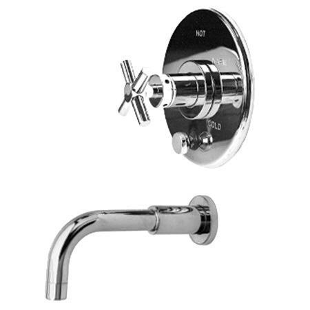 Satin Gold Balanced Pressure Tub and Shower Trim Plate with Cross Handle R63091