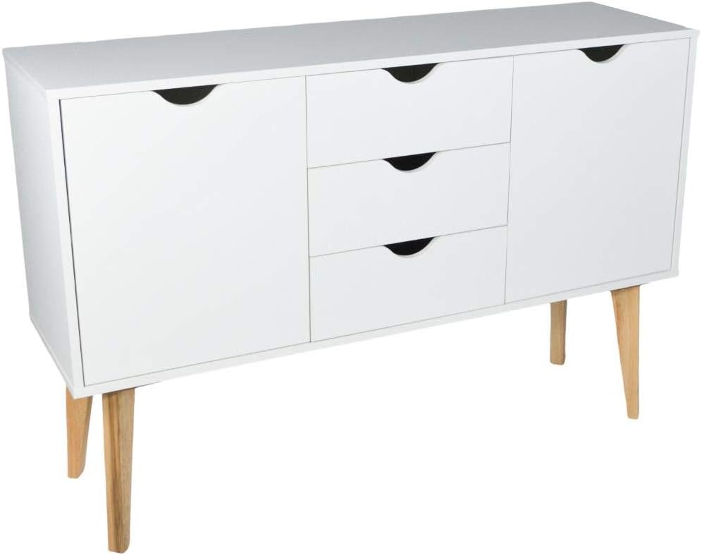 White Buffet Cabinet with 3 Drawers and 2 Doors B538700