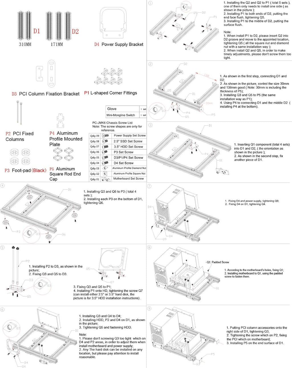 Open Air Frame Computer Case Aluminum Bracket U166