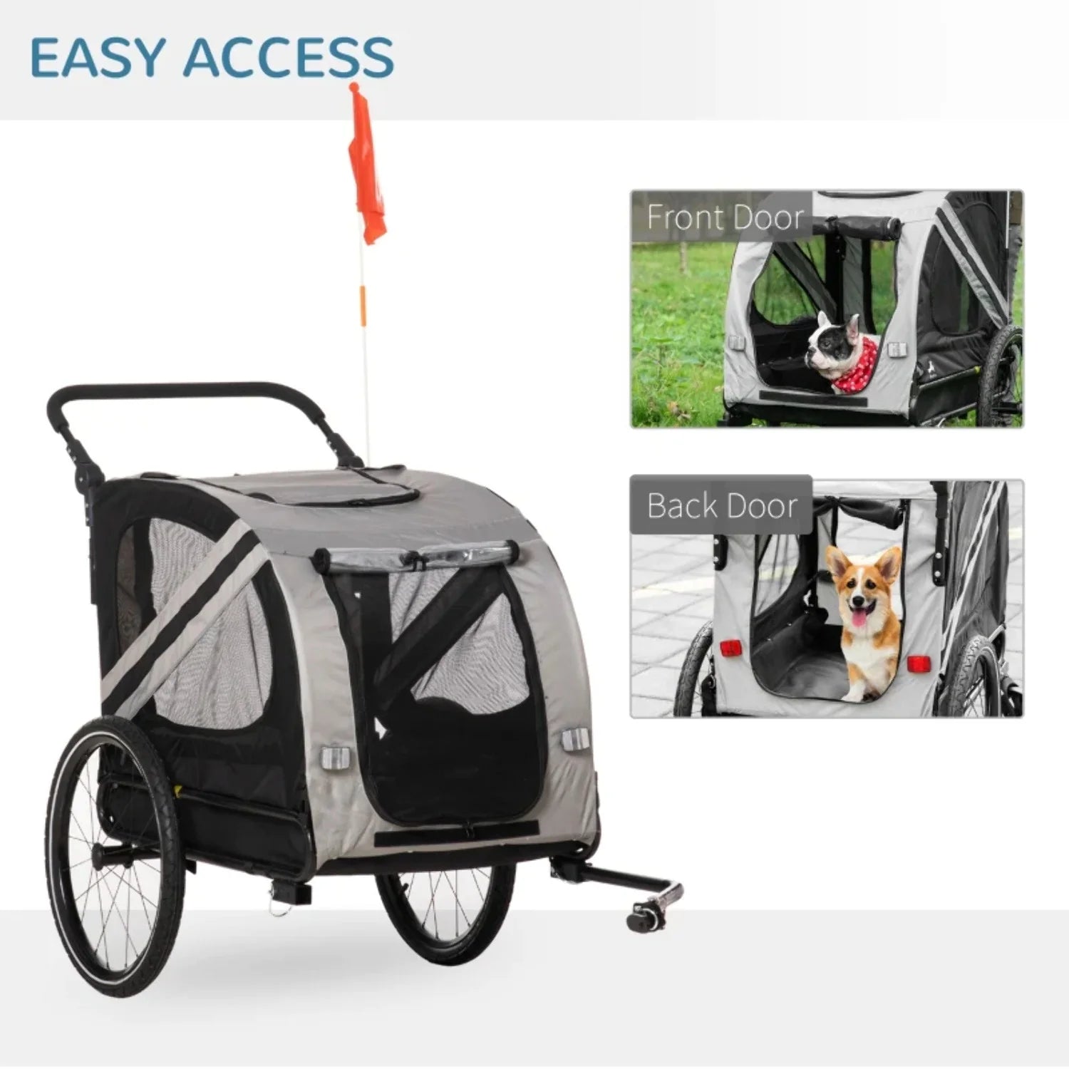 Dog Bike Trailer Stroller with Reflector Flag Y1006