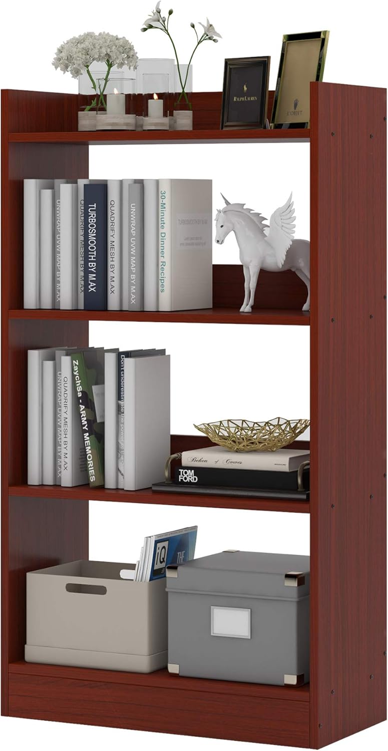 4 Tier Etagere Bookcase Storage Shelf Light Walnut Brown G118403