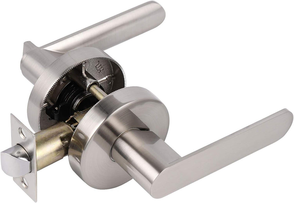 Satin Nickel Privacy Door Lever Interior Door Handles 5 Pack Q2413