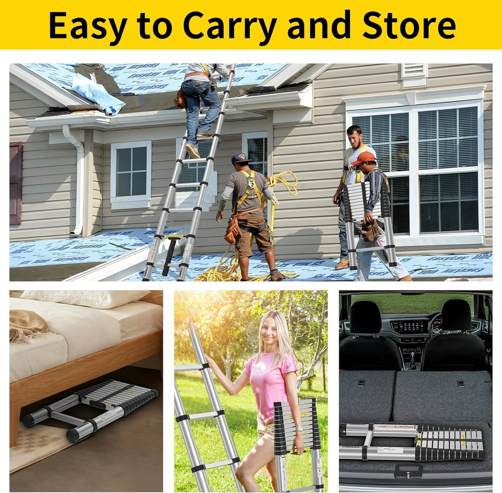 Telescoping Ladder 12.5ft, Aluminum Collapsible, Heavy Duty 330lbs, Non-Slip V18994