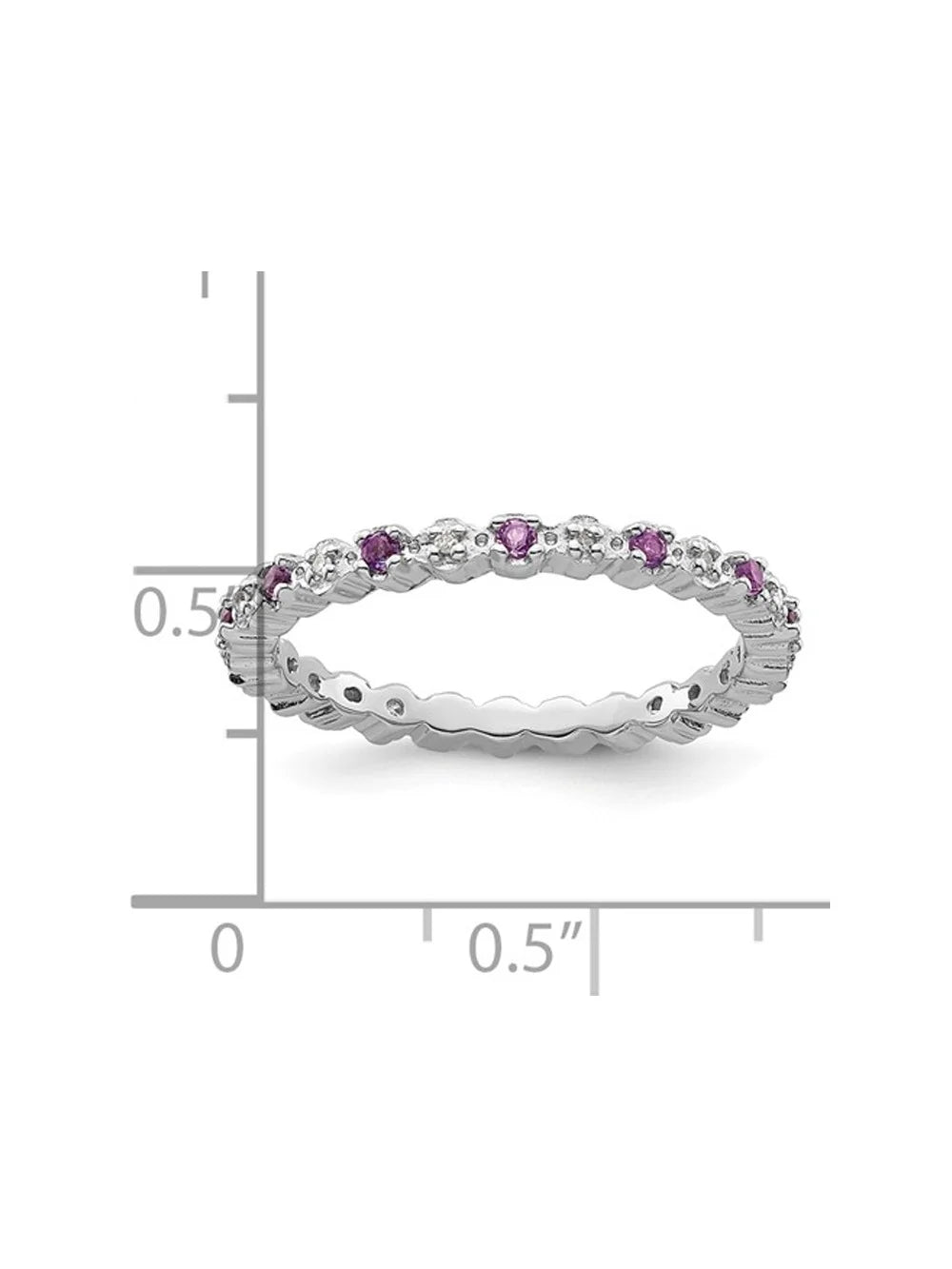 Amethyst Ring 1/5 Carat (Ctw) with Diamond Accent in Sterling Silver B173047
