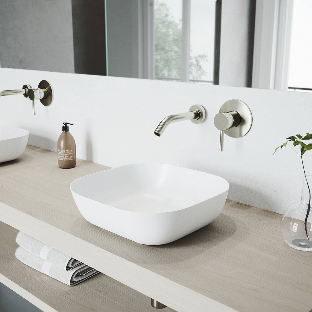 Matte Stone Vessel Bathroom Sink (White) E226