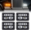 4pcs 4x6 inch LED Headlights Hi/Lo Beam Halo DRL Turn Signal Rectangular Replacement K83466