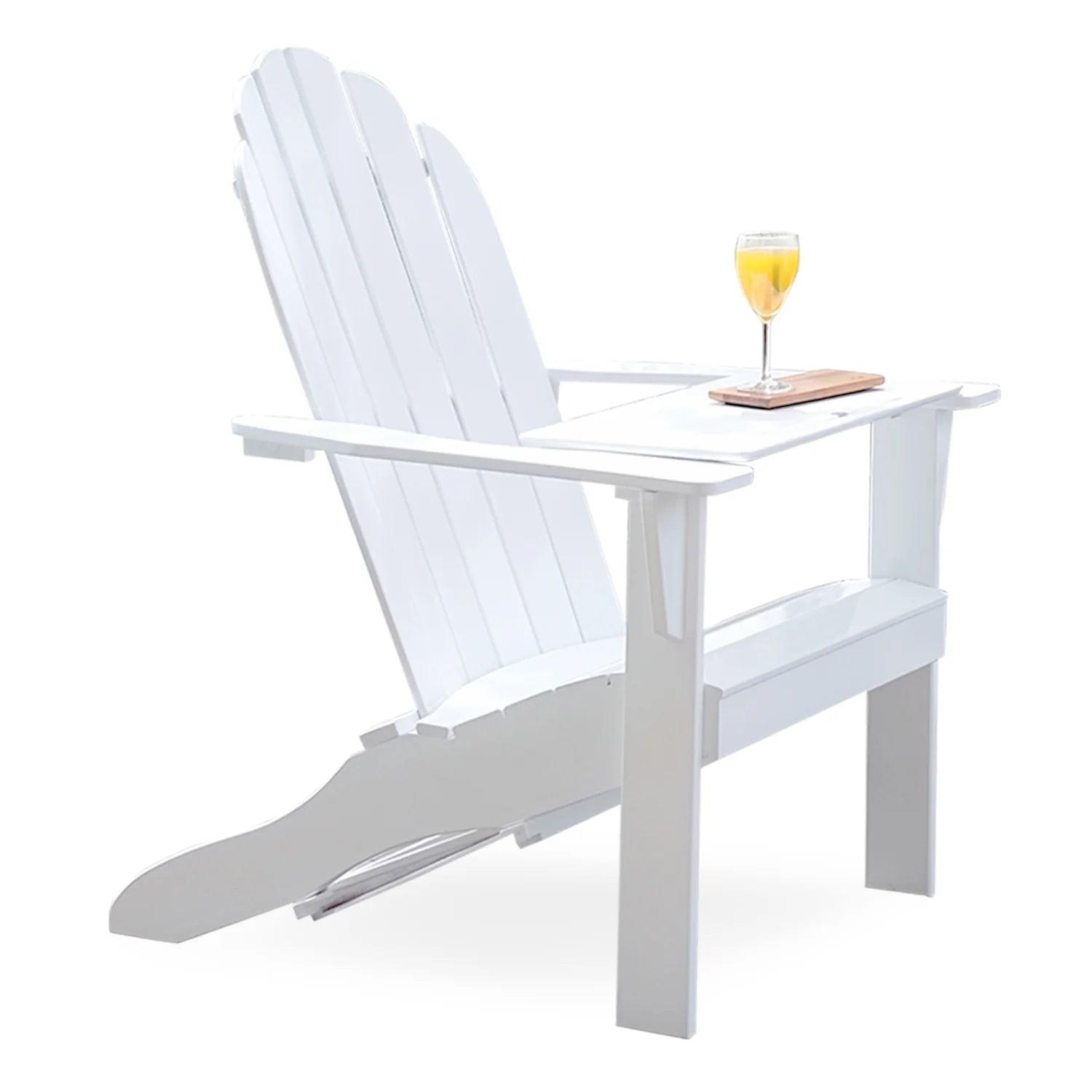 White Solid Wood Adirondack Chair with Tray Table A960