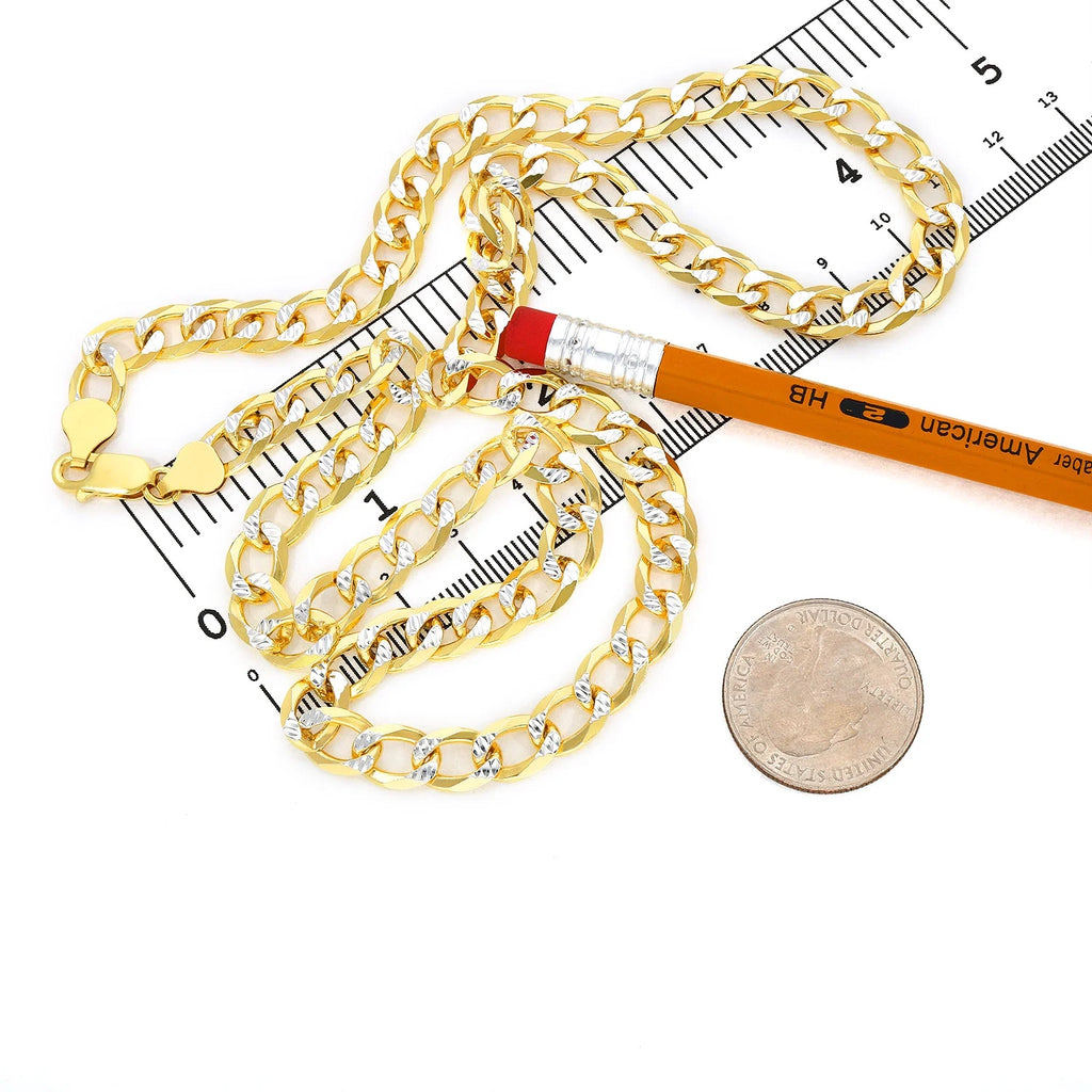 18K Gold Over Silver Diamond-Cut Cuban Chain Necklace 20"-26" Q5528